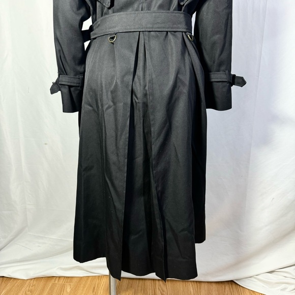 AQUASCUTUM BLACK TRENCH COAT OLD MONEY AESTHETIC MADE IN CANADA MEDIUM - Picture 11 of 17